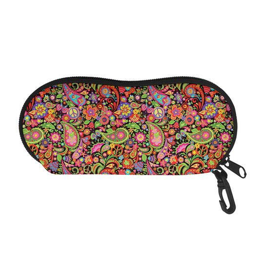 Colorful Hippie Peace Signs Print Glasses Case