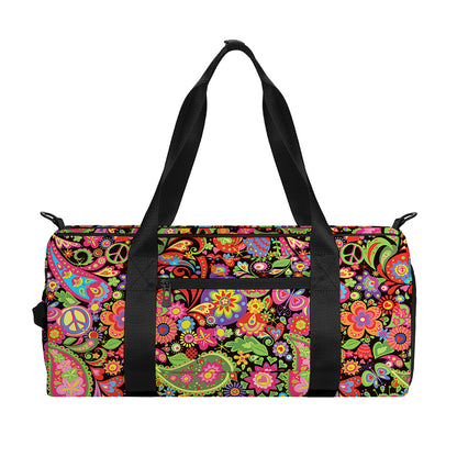 Colorful Hippie Peace Signs Print Gym Bag