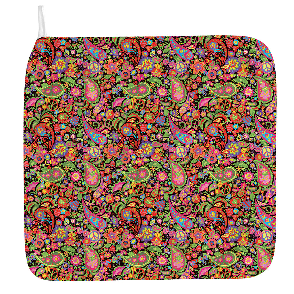Colorful Hippie Peace Signs Print Hand Towel