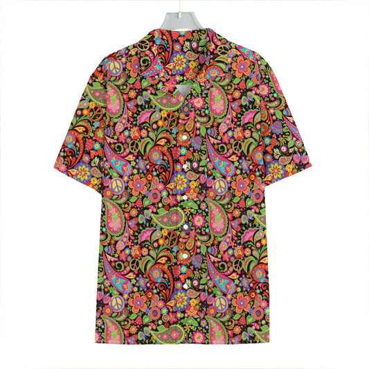 Colorful Hippie Peace Signs Print Hawaiian Shirt