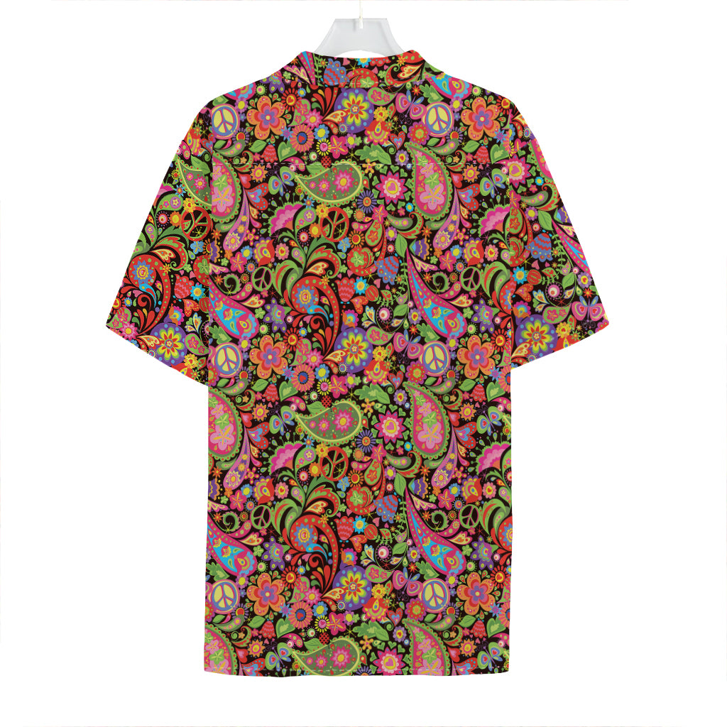 Colorful Hippie Peace Signs Print Hawaiian Shirt