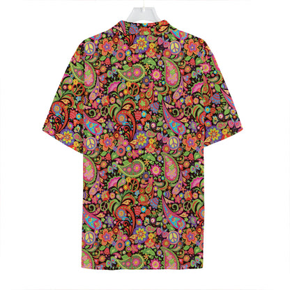 Colorful Hippie Peace Signs Print Hawaiian Shirt