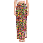 Colorful Hippie Peace Signs Print High Slit Maxi Skirt