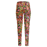 Colorful Hippie Peace Signs Print High-Waisted Pocket Leggings