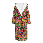 Colorful Hippie Peace Signs Print Hooded Bathrobe