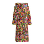 Colorful Hippie Peace Signs Print Hooded Bathrobe