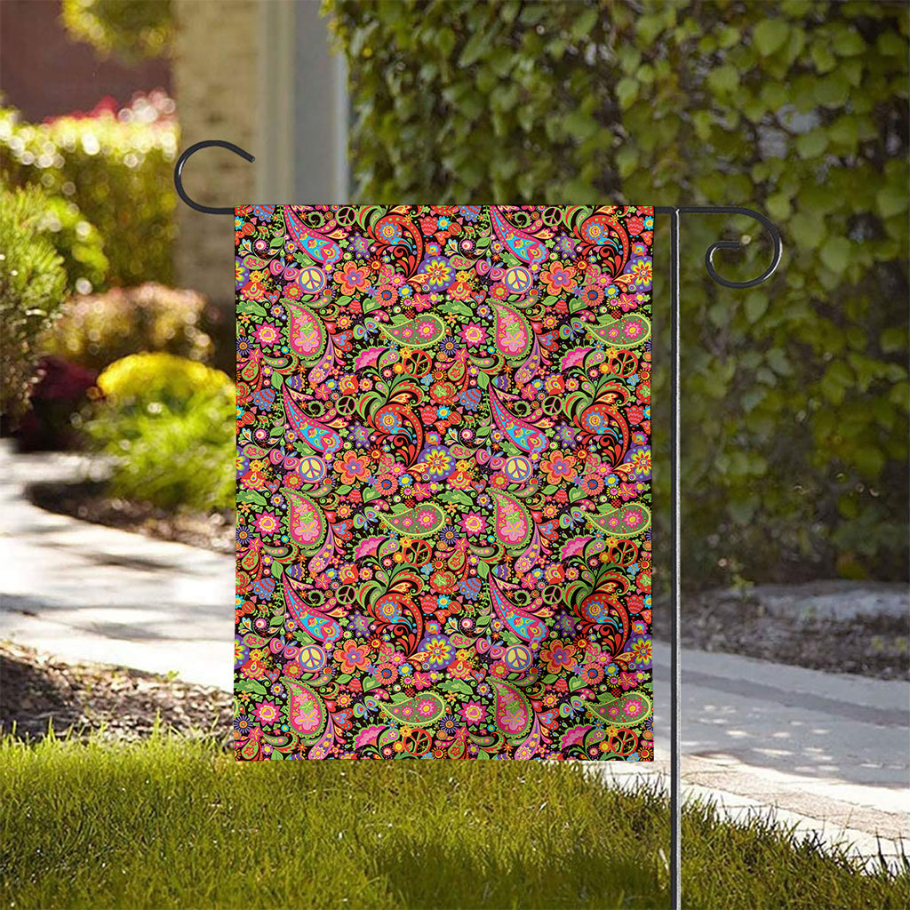 Colorful Hippie Peace Signs Print House Flag