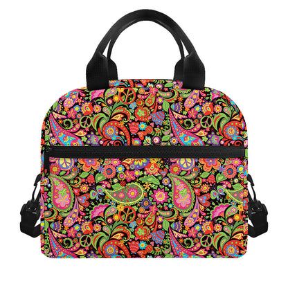 Colorful Hippie Peace Signs Print Insulated Lunch Bag