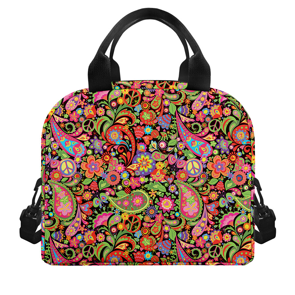 Colorful Hippie Peace Signs Print Insulated Lunch Bag