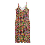 Colorful Hippie Peace Signs Print Jersey Midi Cami Dress