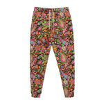 Colorful Hippie Peace Signs Print Jogger Pants