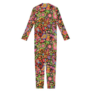 Colorful Hippie Peace Signs Print Jumpsuit