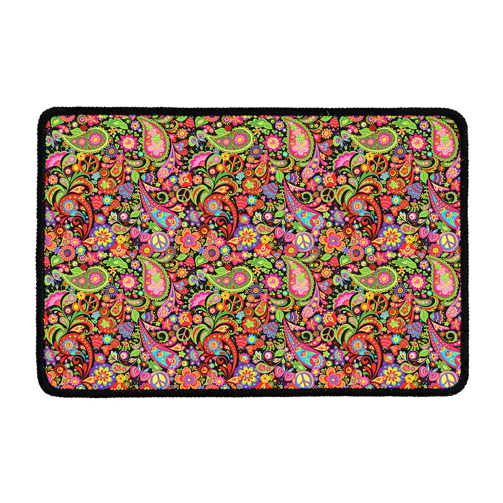 Colorful Hippie Peace Signs Print Kitchen Mat