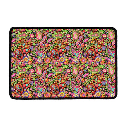 Colorful Hippie Peace Signs Print Kitchen Mat
