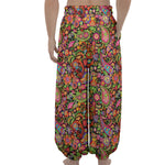 Colorful Hippie Peace Signs Print Lantern Pants