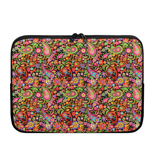 Colorful Hippie Peace Signs Print Laptop Sleeve