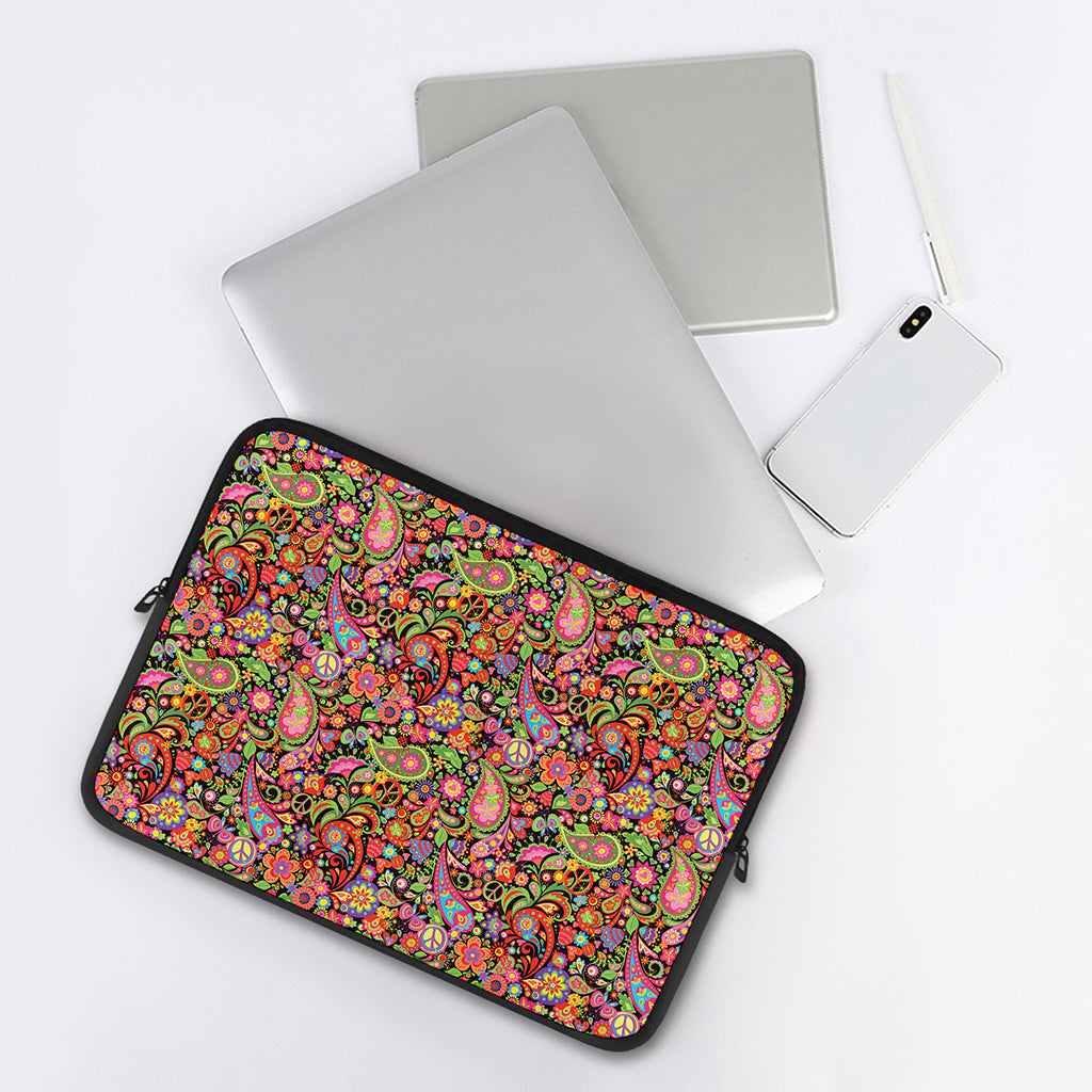 Colorful Hippie Peace Signs Print Laptop Sleeve