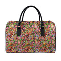 Colorful Hippie Peace Signs Print Leather Duffel Bag