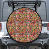 Colorful Hippie Peace Signs Print Leather Spare Tire Cover