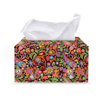 Colorful Hippie Peace Signs Print Leather Tissue Box Cover