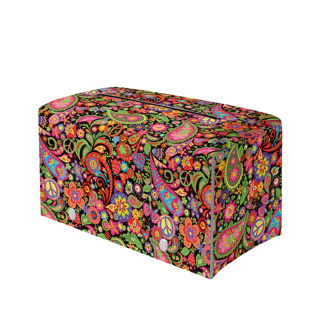 Colorful Hippie Peace Signs Print Leather Tissue Box Cover