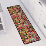 Colorful Hippie Peace Signs Print Long Kitchen Mat