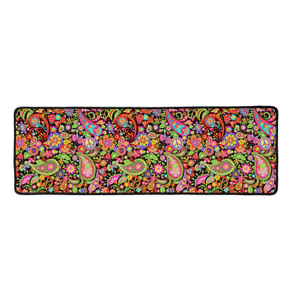 Colorful Hippie Peace Signs Print Long Kitchen Mat