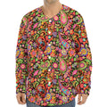Colorful Hippie Peace Signs Print Long Sleeve Baseball Jersey