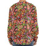 Colorful Hippie Peace Signs Print Long Sleeve Baseball Jersey