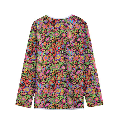 Colorful Hippie Peace Signs Print Long Sleeve Short Coat