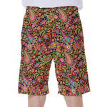 Colorful Hippie Peace Signs Print Men's Beach Shorts