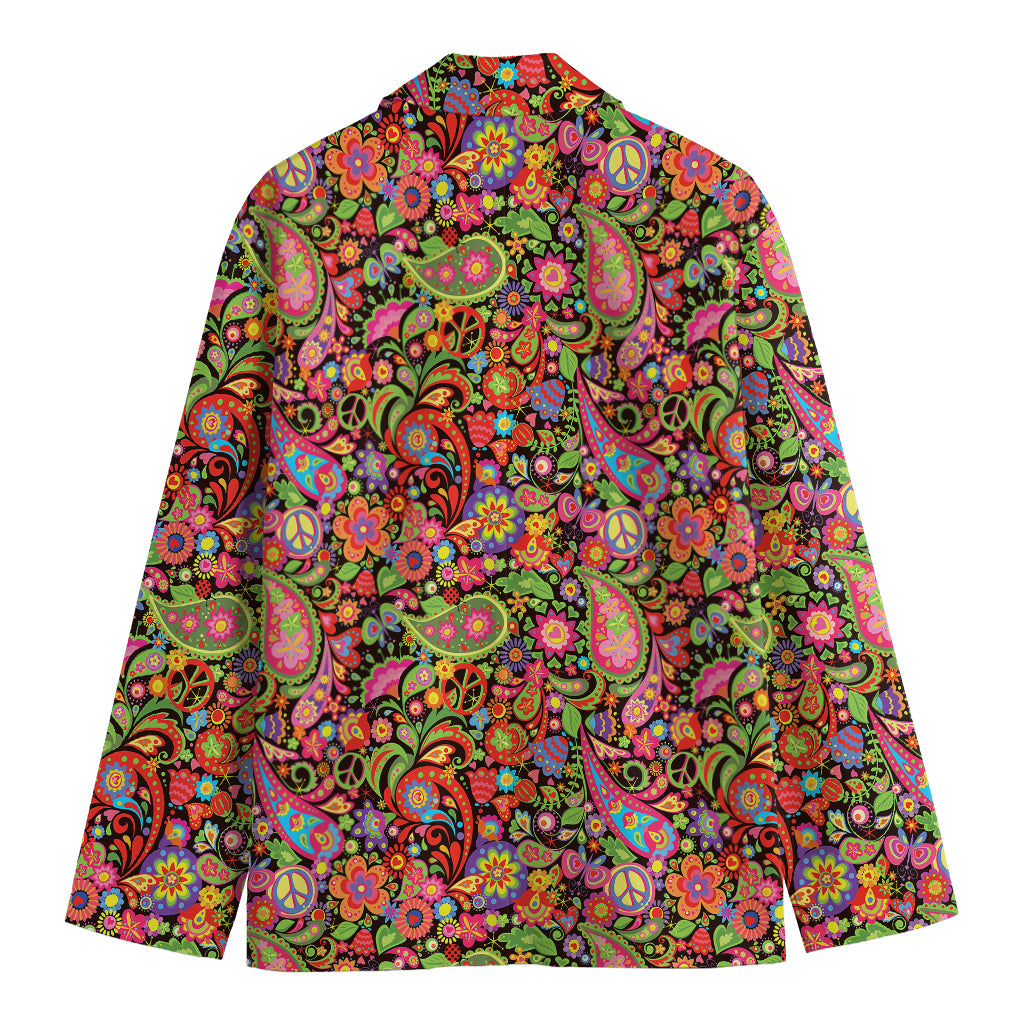 Colorful Hippie Peace Signs Print Men's Blazer