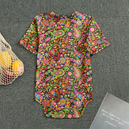Colorful Hippie Peace Signs Print Men's Bodysuit