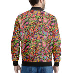 Colorful Hippie Peace Signs Print Men's Bomber Jacket