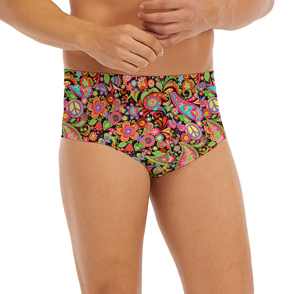 Colorful Hippie Peace Signs Print Men's Briefs