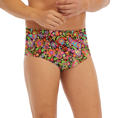 Colorful Hippie Peace Signs Print Men's Briefs