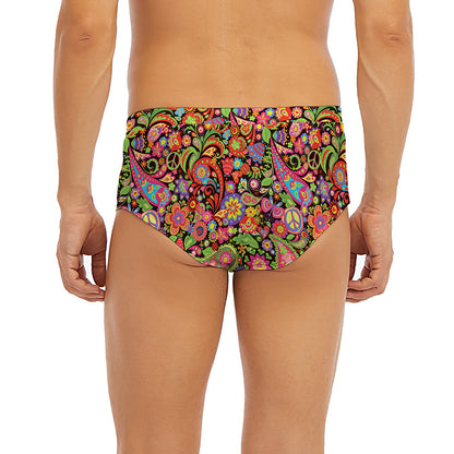 Colorful Hippie Peace Signs Print Men's Briefs