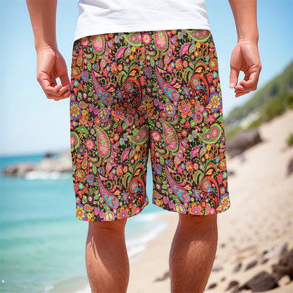 Colorful Hippie Peace Signs Print Men's Cargo Shorts