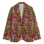 Colorful Hippie Peace Signs Print Men's Cotton Blazer