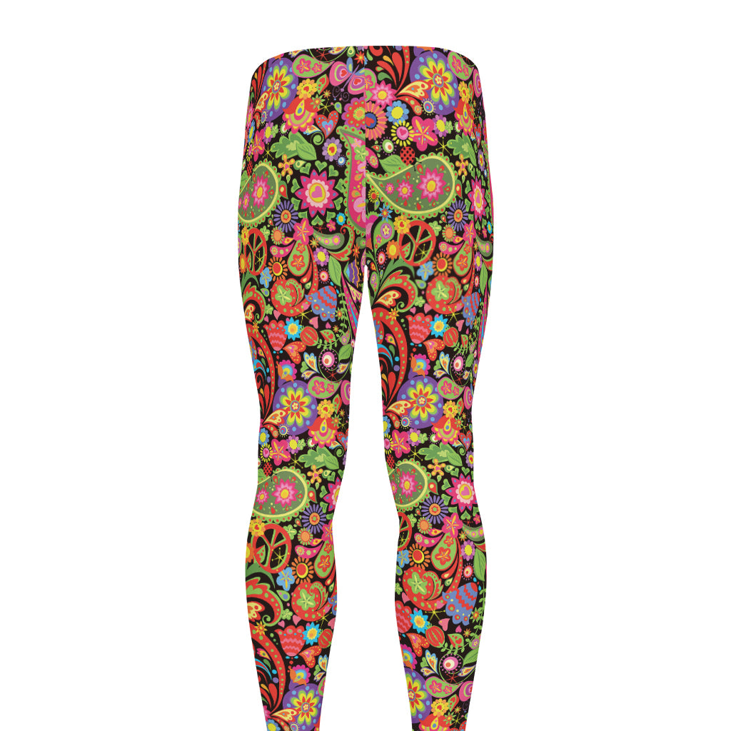 Colorful Hippie Peace Signs Print Men's leggings