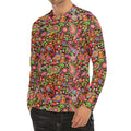Colorful Hippie Peace Signs Print Men's Long Sleeve Rash Guard