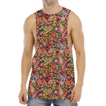 Colorful Hippie Peace Signs Print Men's Muscle Tank Top