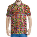 Colorful Hippie Peace Signs Print Men's Polo Shirt