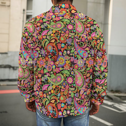 Colorful Hippie Peace Signs Print Men's Shirt Jacket