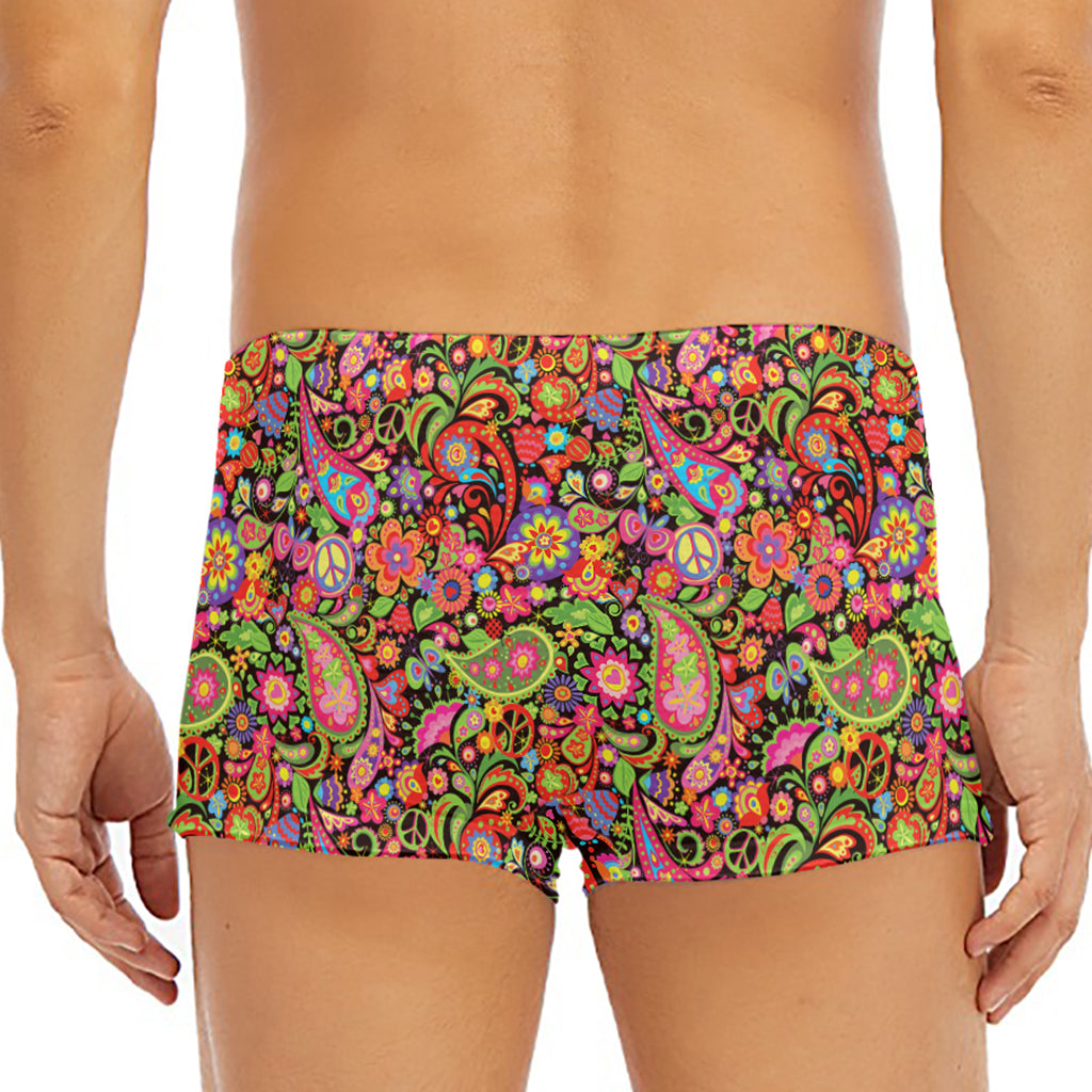 Colorful Hippie Peace Signs Print Men's Short Boxer Briefs
