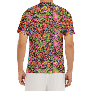 Colorful Hippie Peace Signs Print Men's Short Sleeve Rash Guard