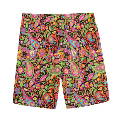 Colorful Hippie Peace Signs Print Men's Sports Shorts