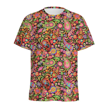 Colorful Hippie Peace Signs Print Men's Sports T-Shirt