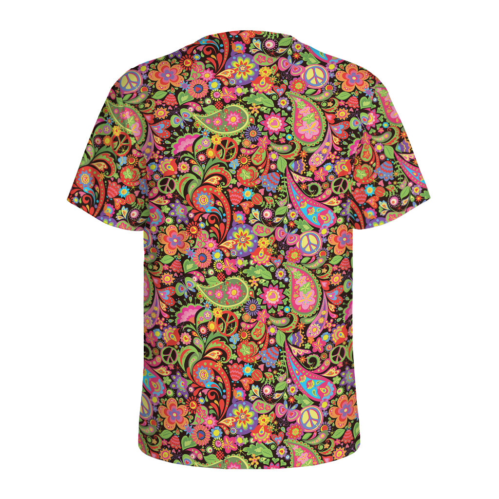 Colorful Hippie Peace Signs Print Men's Sports T-Shirt