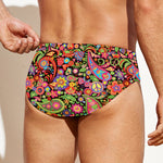 Colorful Hippie Peace Signs Print Men's Swim Briefs